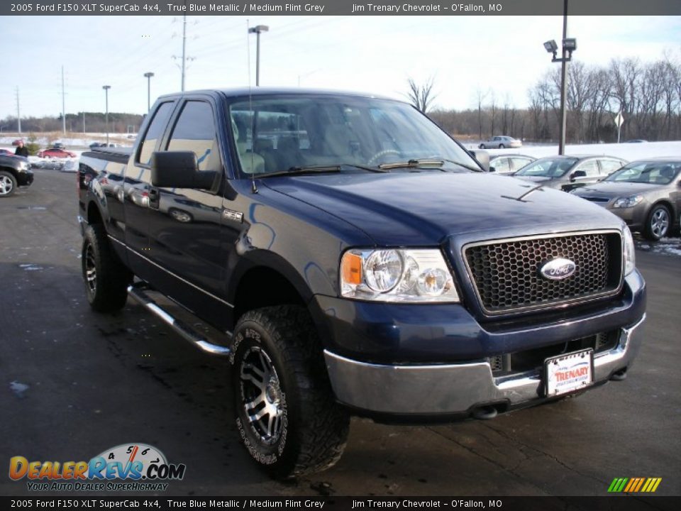2005 Ford F150 XLT SuperCab 4x4 True Blue Metallic / Medium Flint Grey Photo #8