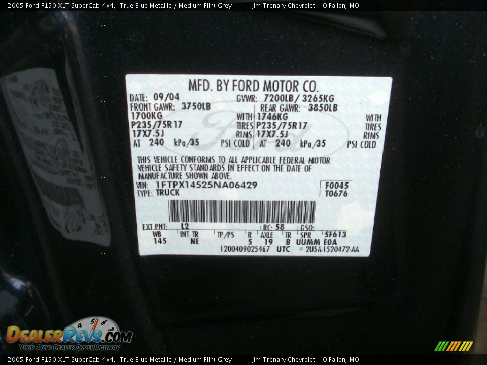 2005 Ford F150 XLT SuperCab 4x4 True Blue Metallic / Medium Flint Grey Photo #35