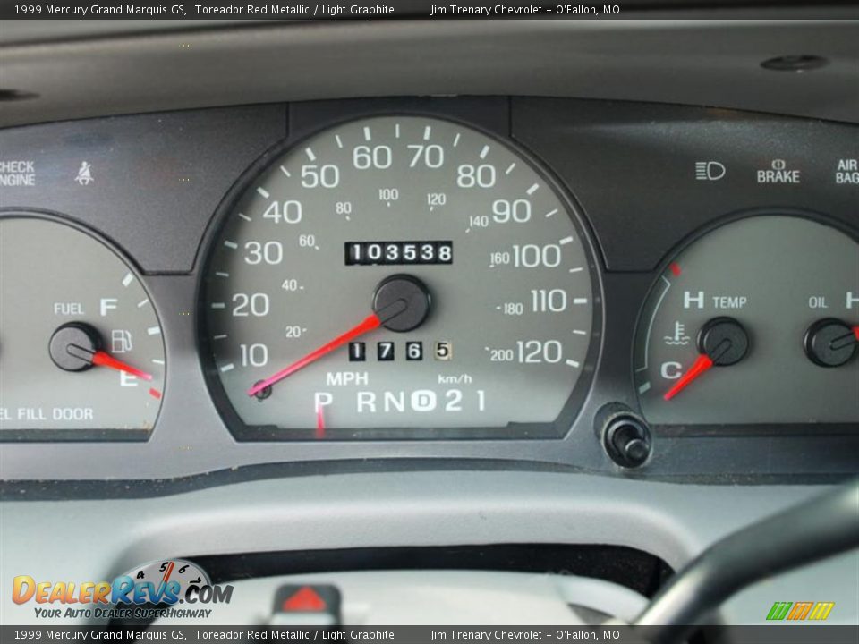 1999 Mercury Grand Marquis GS Toreador Red Metallic / Light Graphite Photo #14