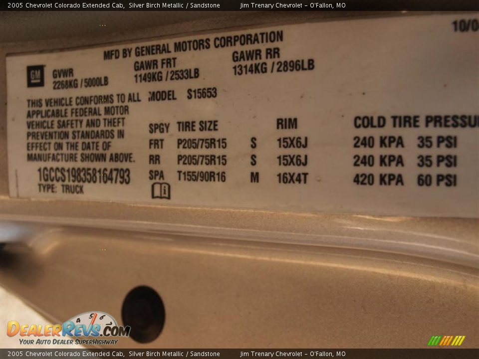 2005 Chevrolet Colorado Extended Cab Silver Birch Metallic / Sandstone Photo #17