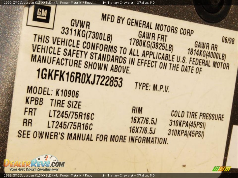 1999 GMC Suburban K1500 SLE 4x4 Pewter Metallic / Ruby Photo #17