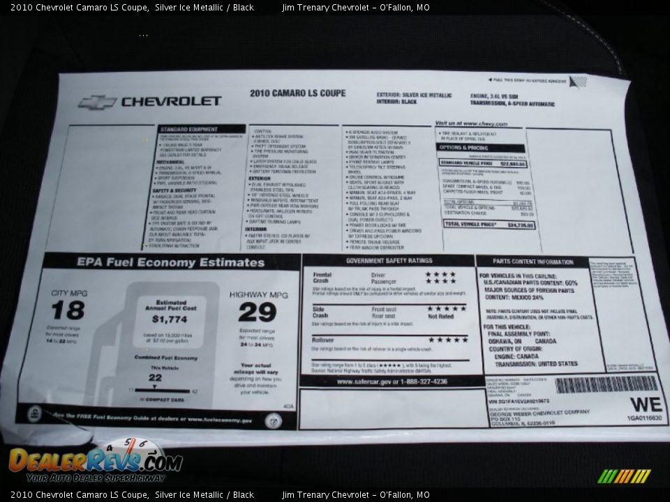 2010 Chevrolet Camaro LS Coupe Silver Ice Metallic / Black Photo #30