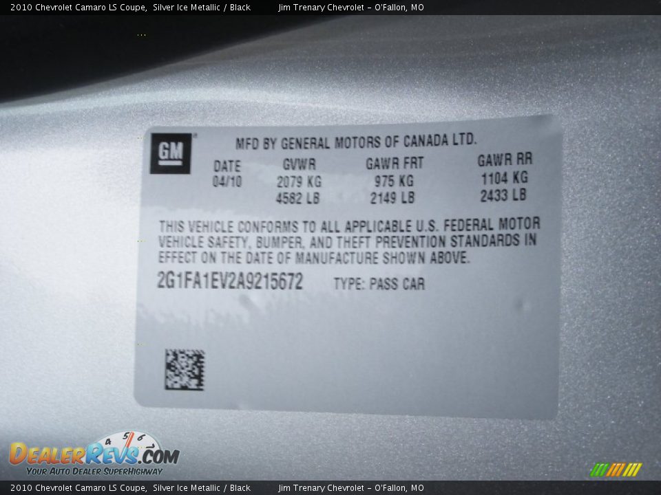 2010 Chevrolet Camaro LS Coupe Silver Ice Metallic / Black Photo #32