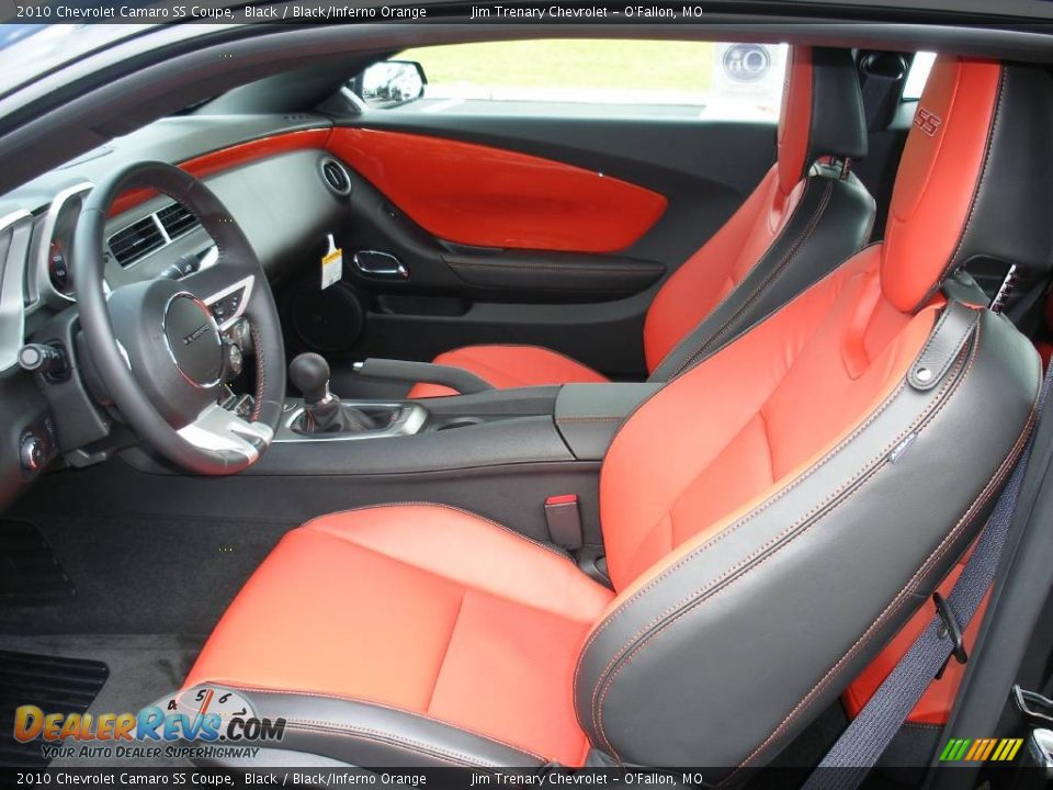 Black/Inferno Orange Interior - 2010 Chevrolet Camaro SS Coupe Photo #13