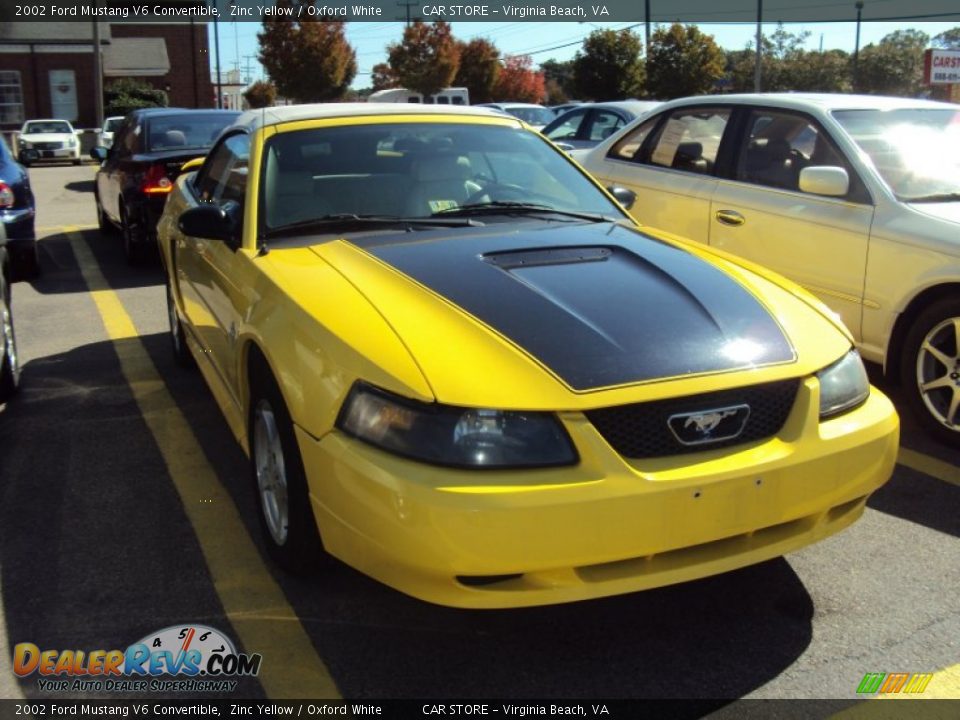 2002 Ford Mustang V6 Convertible Zinc Yellow / Oxford White Photo #1