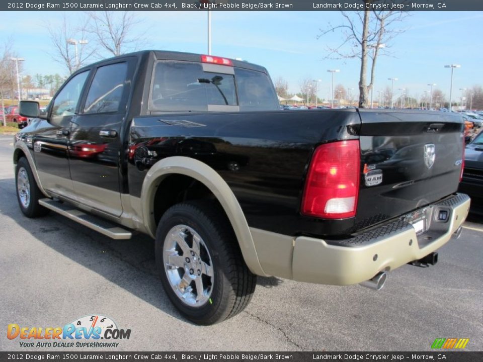 2012 Dodge Ram 1500 Laramie Longhorn Crew Cab 4x4 Black / Light Pebble Beige/Bark Brown Photo #2