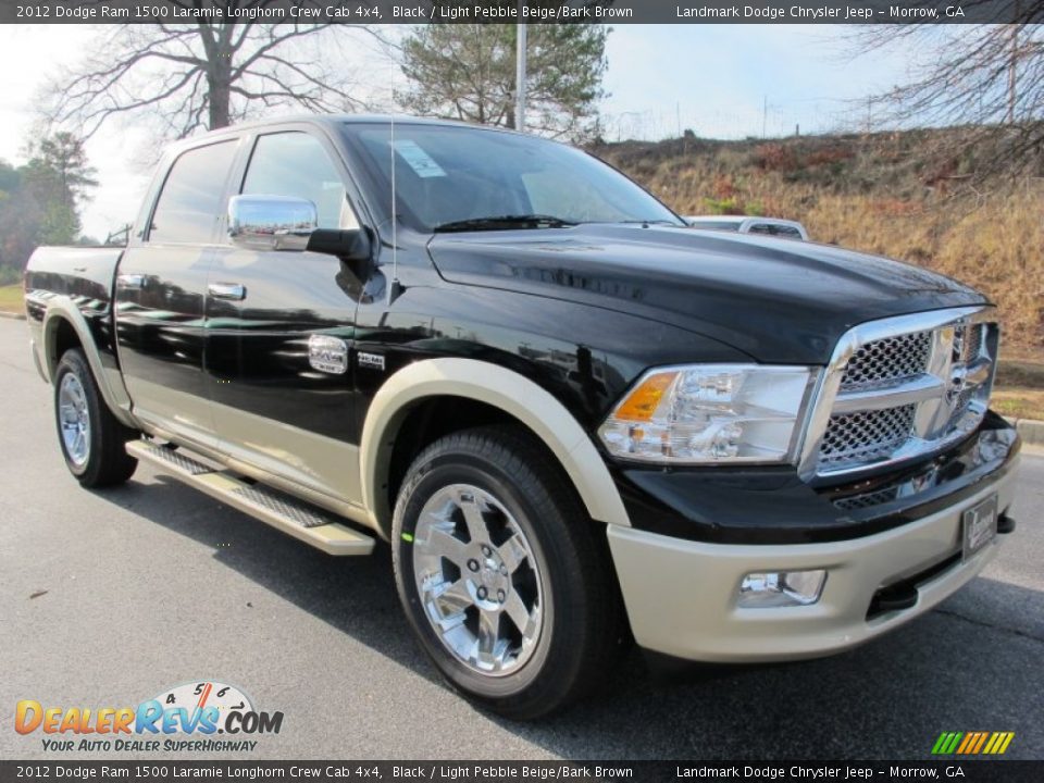 2012 Dodge Ram 1500 Laramie Longhorn Crew Cab 4x4 Black / Light Pebble Beige/Bark Brown Photo #4