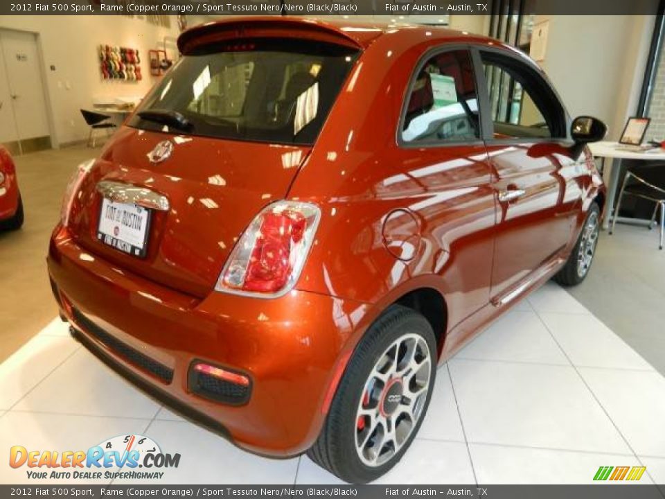 2012 Fiat 500 Sport Rame (Copper Orange) / Sport Tessuto Nero/Nero (Black/Black) Photo #3