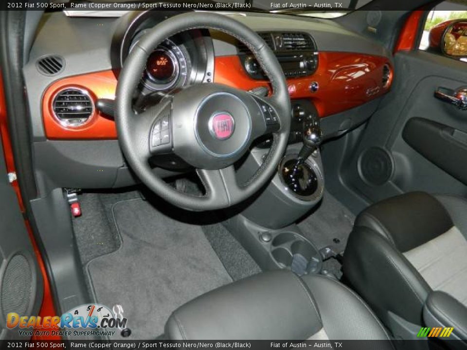 2012 Fiat 500 Sport Rame (Copper Orange) / Sport Tessuto Nero/Nero (Black/Black) Photo #7