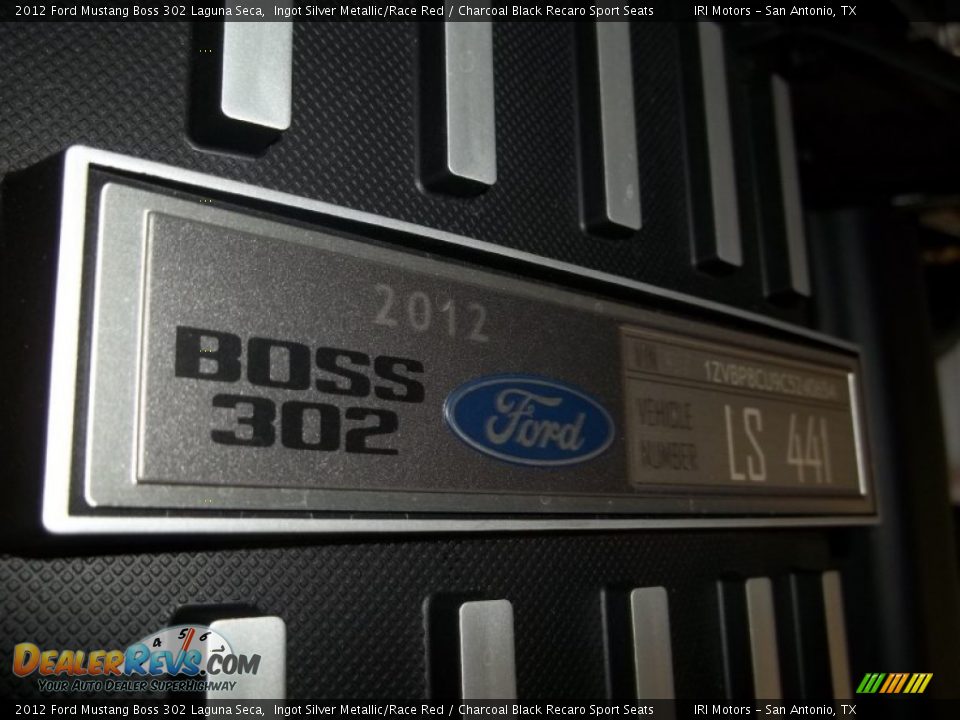 Info Tag of 2012 Ford Mustang Boss 302 Laguna Seca Photo #12