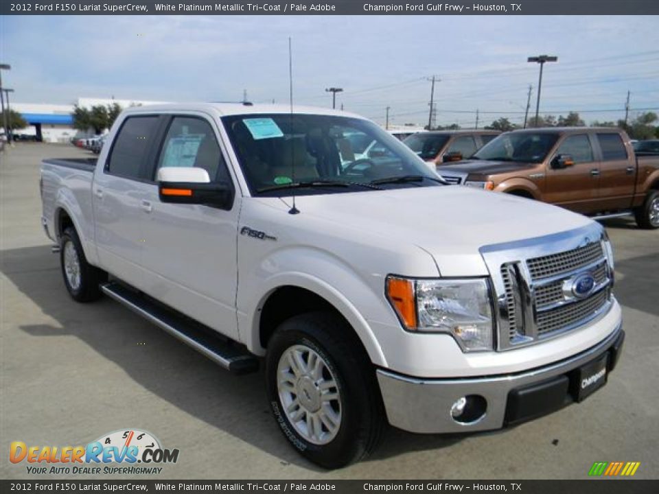 2012 Ford F150 Lariat SuperCrew White Platinum Metallic Tri-Coat / Pale Adobe Photo #3