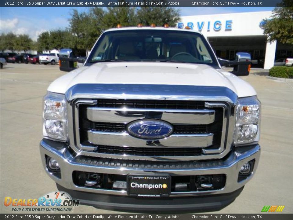 2012 Ford F350 Super Duty Lariat Crew Cab 4x4 Dually White Platinum Metallic Tri-Coat / Adobe Photo #2