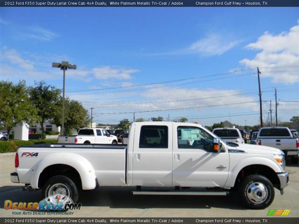 White Platinum Metallic Tri-Coat 2012 Ford F350 Super Duty Lariat Crew Cab 4x4 Dually Photo #4