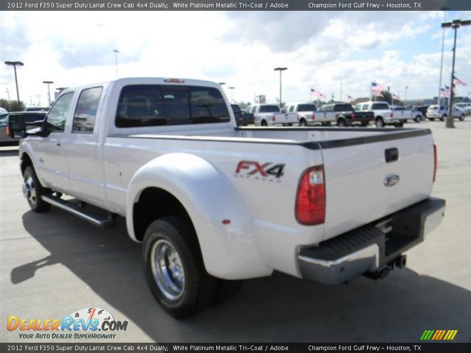 2012 Ford F350 Super Duty Lariat Crew Cab 4x4 Dually White Platinum Metallic Tri-Coat / Adobe Photo #7