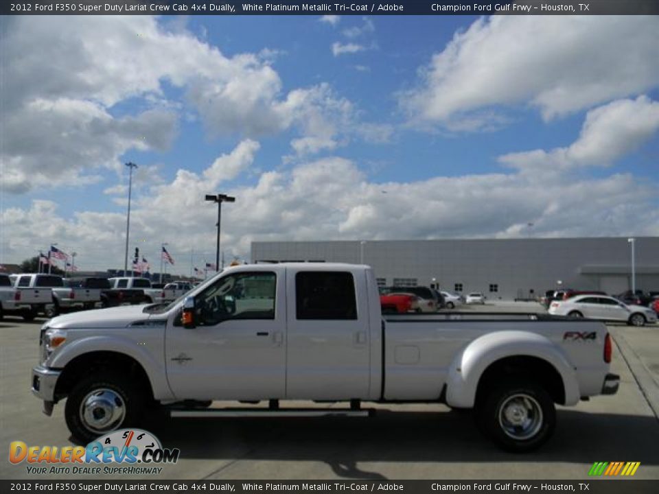 2012 Ford F350 Super Duty Lariat Crew Cab 4x4 Dually White Platinum Metallic Tri-Coat / Adobe Photo #8