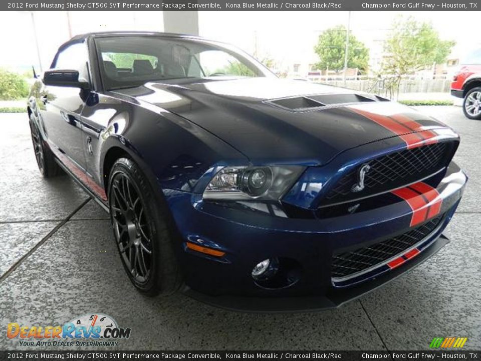 2012 Ford Mustang Shelby GT500 SVT Performance Package Convertible Kona Blue Metallic / Charcoal Black/Red Photo #3