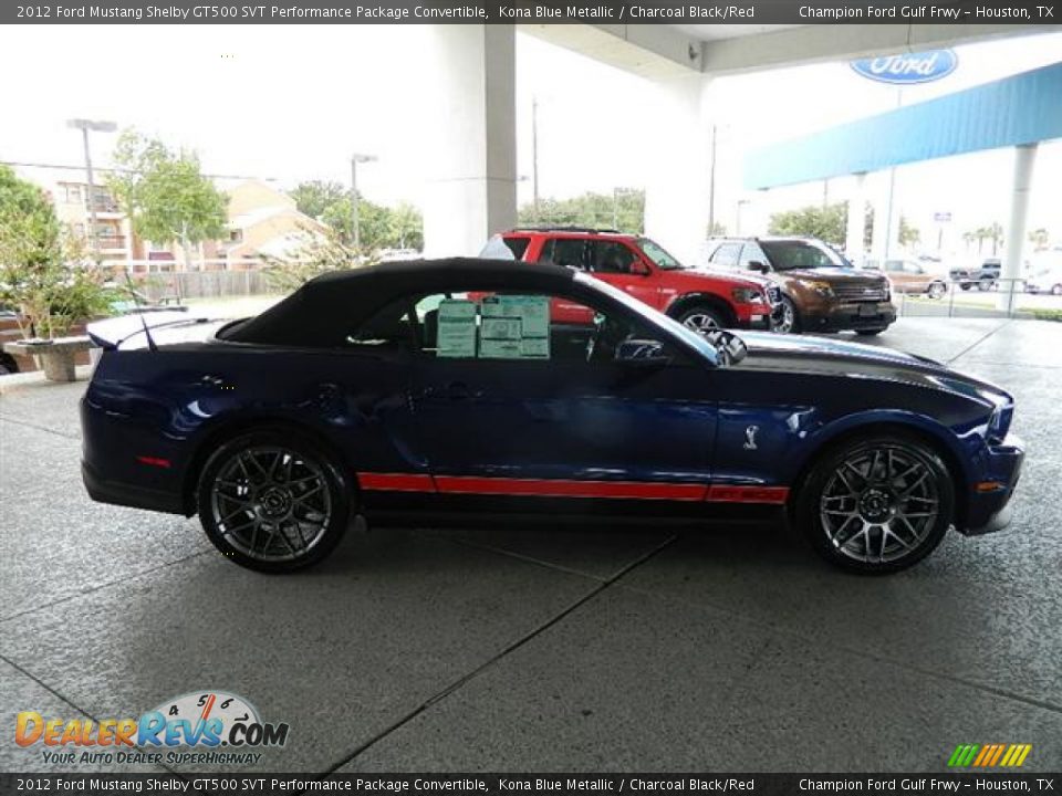 2012 Ford Mustang Shelby GT500 SVT Performance Package Convertible Kona Blue Metallic / Charcoal Black/Red Photo #4