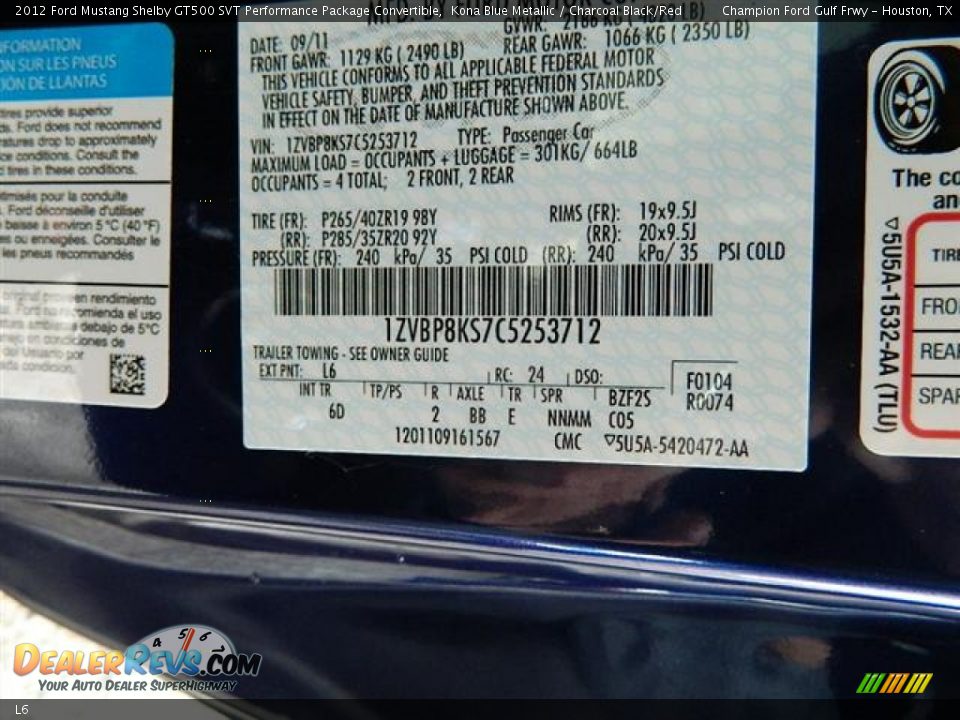 Ford Color Code L6 Kona Blue Metallic