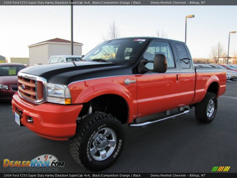 2004 Ford F250 Super Duty Harley Davidson SuperCab 4x4 Black/Competition Orange / Black Photo #3