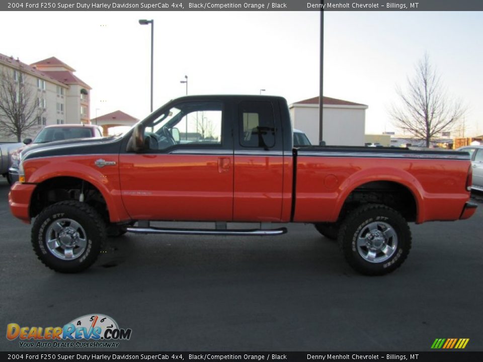 2004 Ford F250 Super Duty Harley Davidson SuperCab 4x4 Black/Competition Orange / Black Photo #4