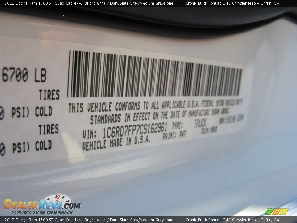 2012 Dodge Ram 1500 ST Quad Cab 4x4 Bright White / Dark Slate Gray/Medium Graystone Photo #21