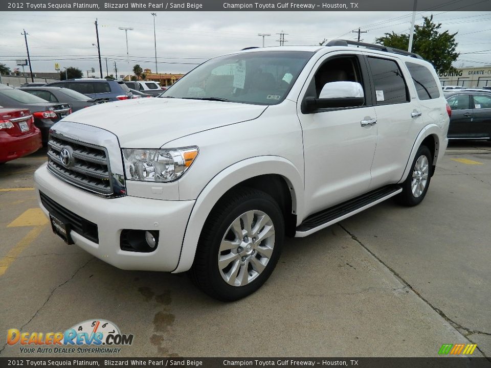 2012 Toyota Sequoia Platinum Blizzard White Pearl / Sand Beige Photo #1