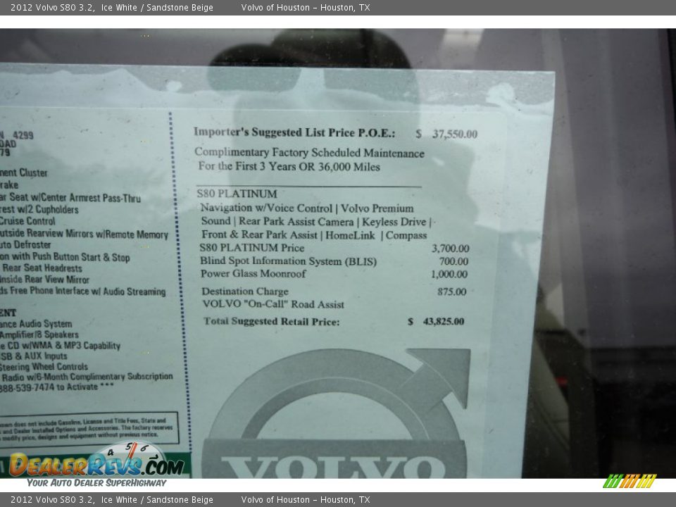 2012 Volvo S80 3.2 Window Sticker Photo #9