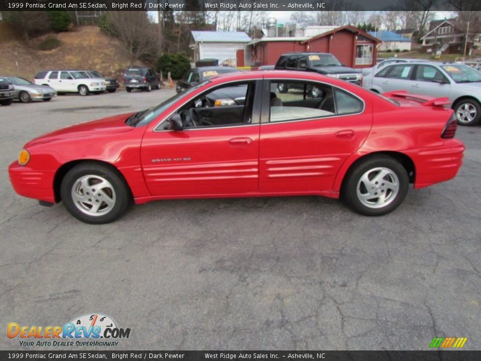 1999 Pontiac Grand Am SE Sedan Bright Red / Dark Pewter Photo #9