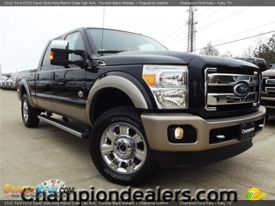 2012 Ford F250 Super Duty King Ranch Crew Cab 4x4 Tuxedo Black Metallic / Chaparral Leather Photo #1