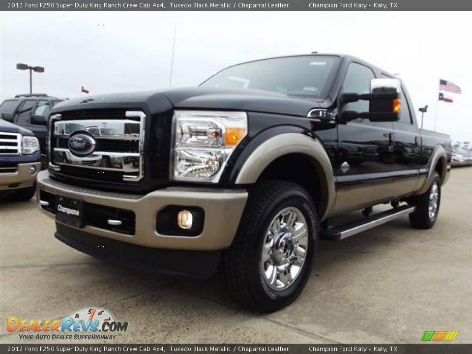 2012 Ford F250 Super Duty King Ranch Crew Cab 4x4 Tuxedo Black Metallic / Chaparral Leather Photo #3