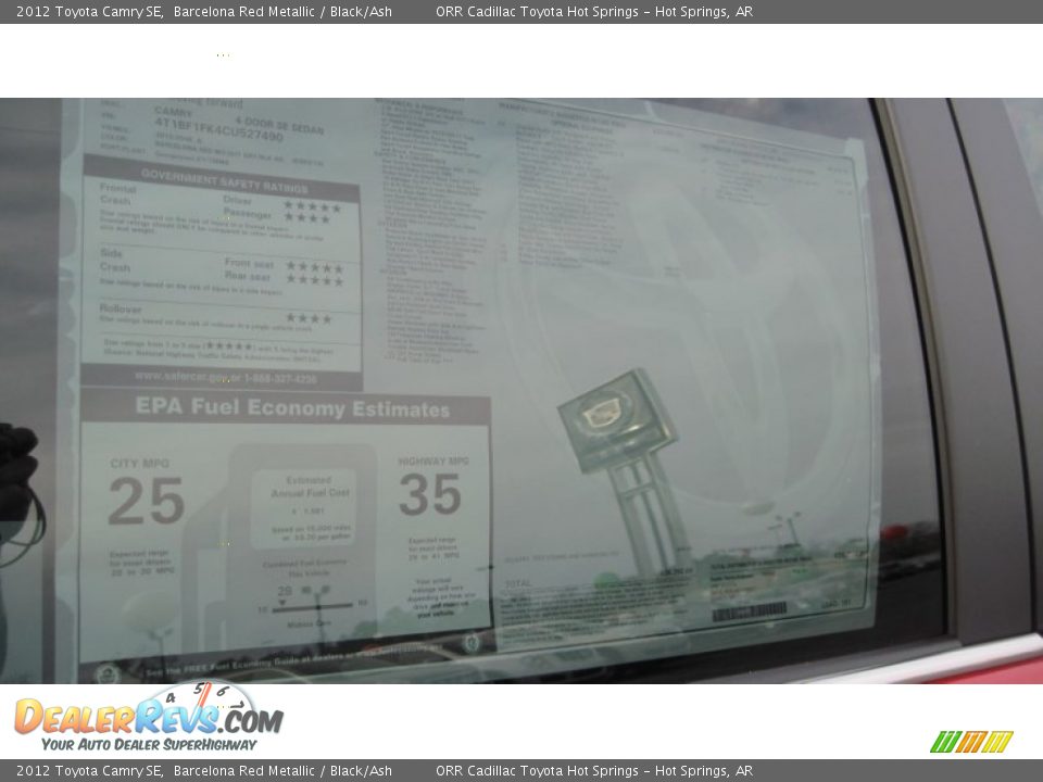 2012 Toyota Camry SE Barcelona Red Metallic / Black/Ash Photo #20