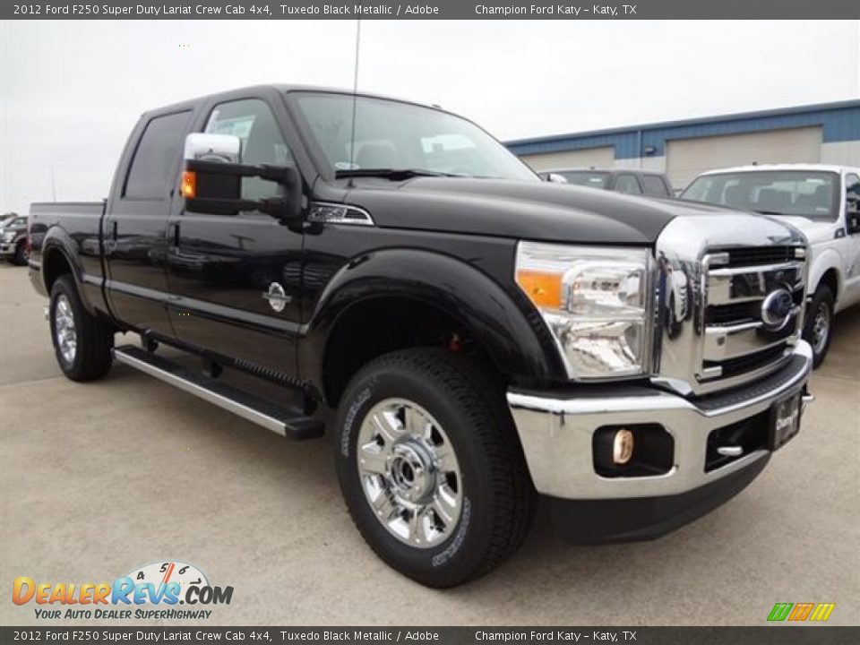 2012 Ford F250 Super Duty Lariat Crew Cab 4x4 Tuxedo Black Metallic / Adobe Photo #3