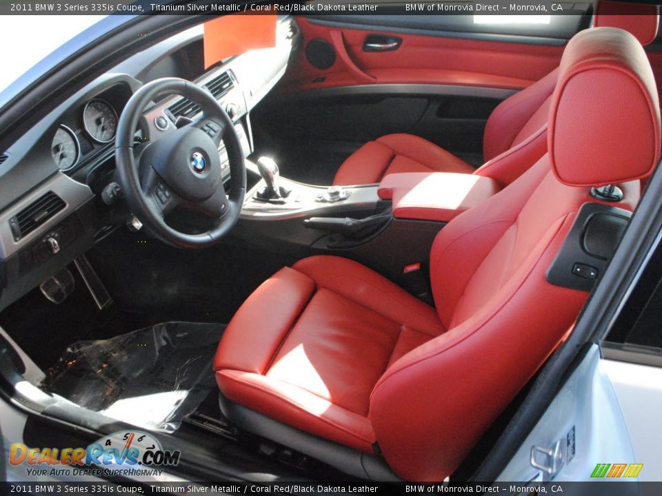 2011 BMW 3 Series 335is Coupe Titanium Silver Metallic / Coral Red/Black Dakota Leather Photo #13