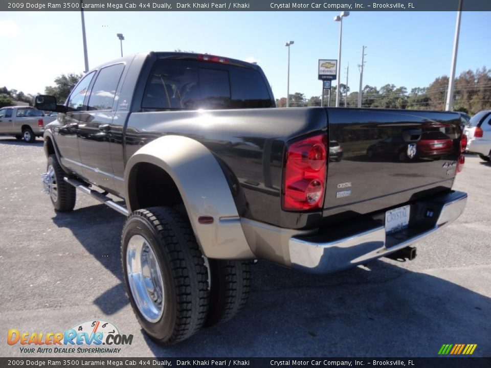 2009 Dodge Ram 3500 Laramie Mega Cab 4x4 Dually Dark Khaki Pearl / Khaki Photo #3