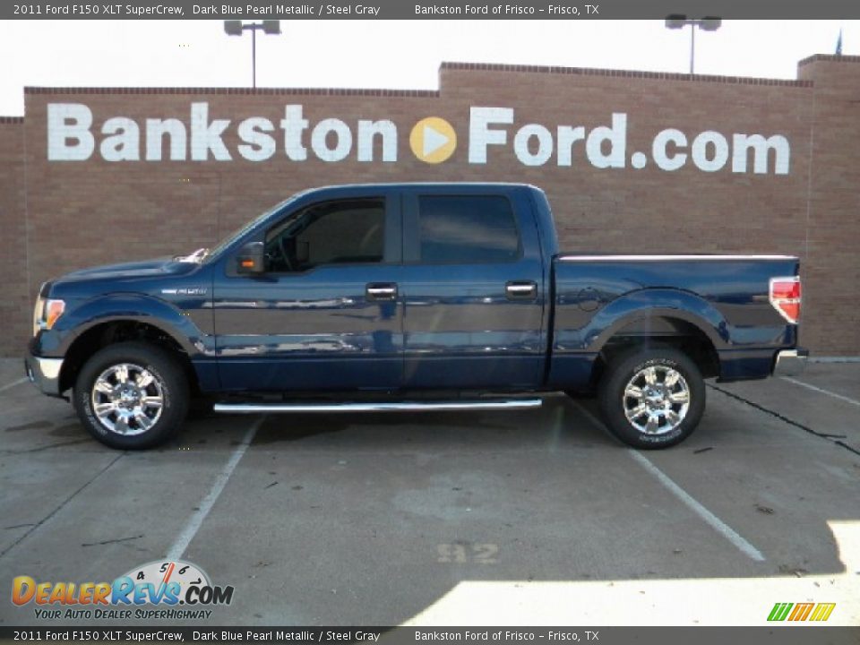 2011 Ford F150 XLT SuperCrew Dark Blue Pearl Metallic / Steel Gray Photo #5