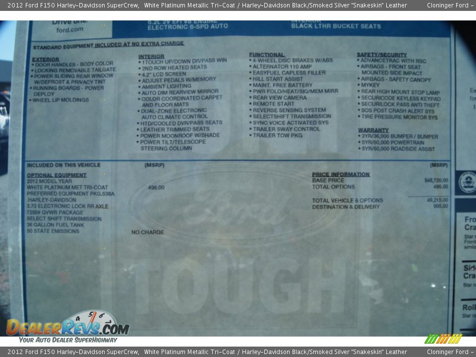 2012 Ford F150 Harley-Davidson SuperCrew White Platinum Metallic Tri-Coat / Harley-Davidson Black/Smoked Silver 
