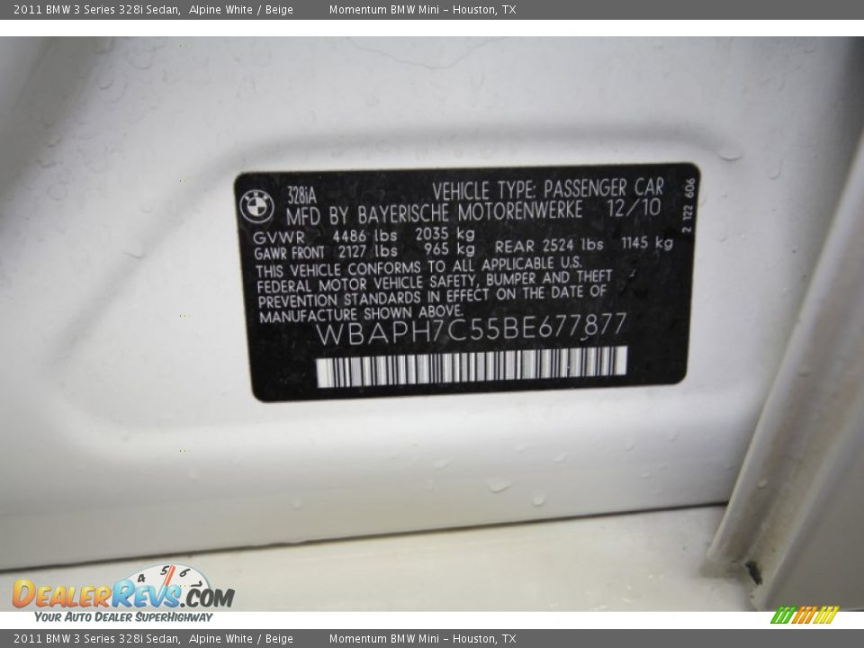 2011 BMW 3 Series 328i Sedan Alpine White / Beige Photo #10