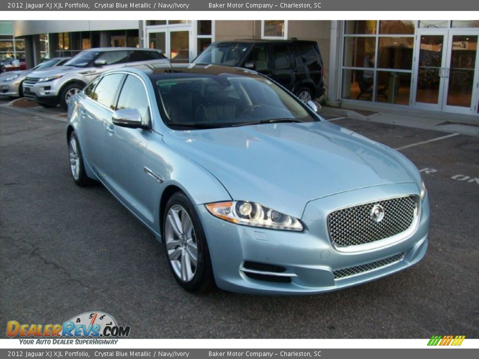 2012 Jaguar XJ XJL Portfolio Crystal Blue Metallic / Navy/Ivory Photo #2