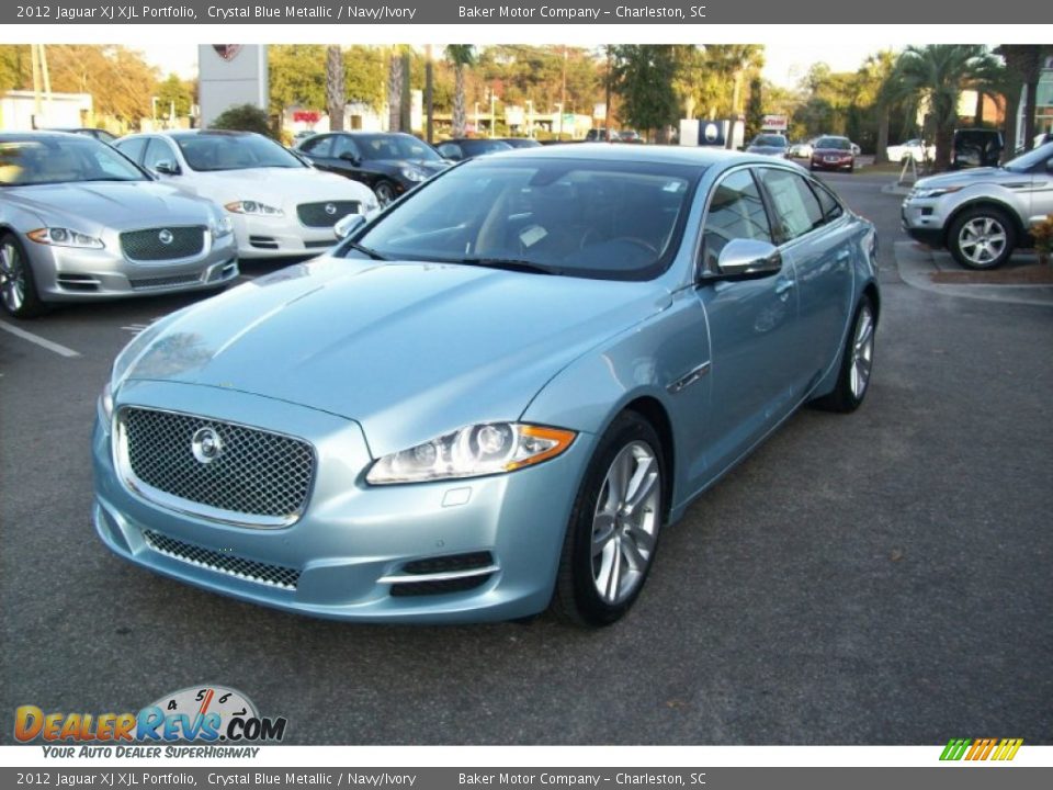 2012 Jaguar XJ XJL Portfolio Crystal Blue Metallic / Navy/Ivory Photo #5