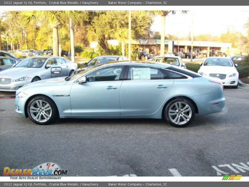 2012 Jaguar XJ XJL Portfolio Crystal Blue Metallic / Navy/Ivory Photo #8