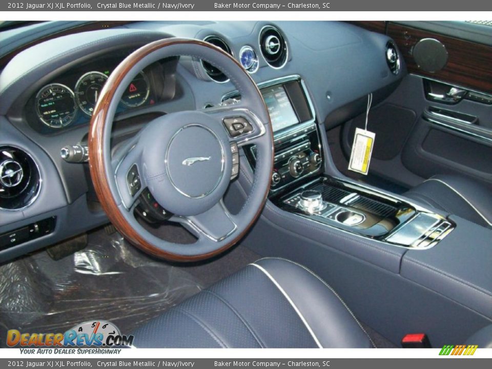 2012 Jaguar XJ XJL Portfolio Crystal Blue Metallic / Navy/Ivory Photo #15