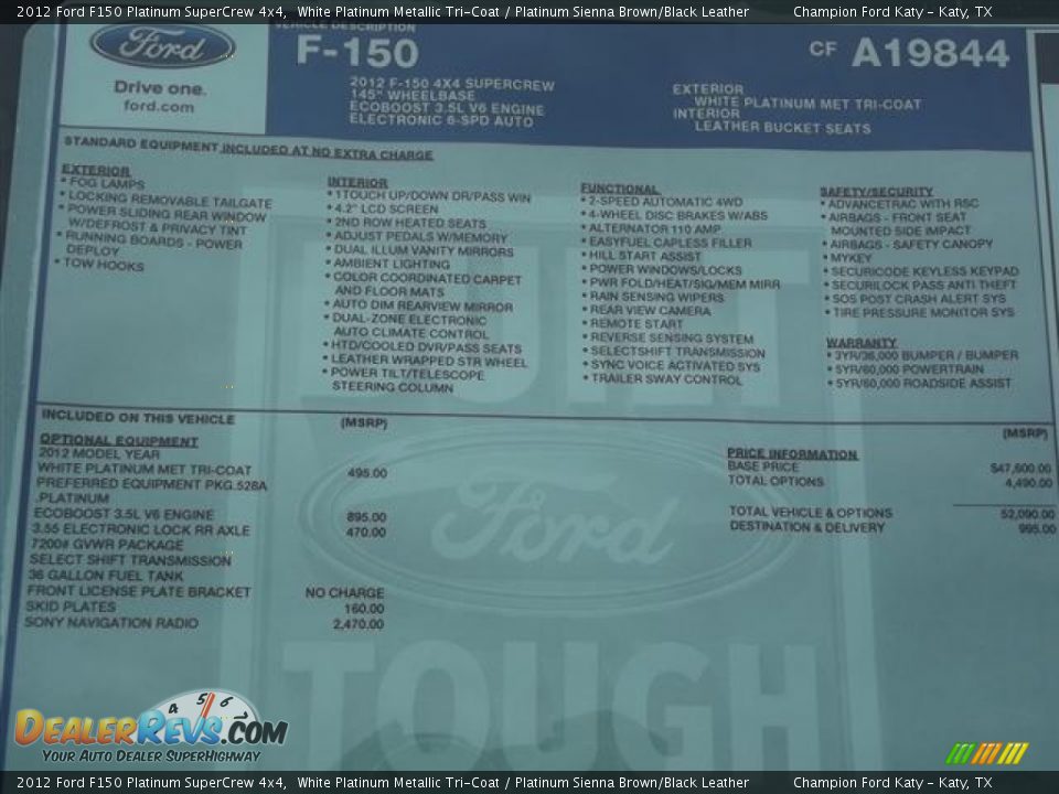 2012 Ford F150 Platinum SuperCrew 4x4 White Platinum Metallic Tri-Coat / Platinum Sienna Brown/Black Leather Photo #30