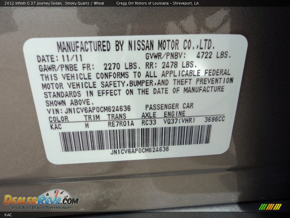 Infiniti Color Code KAC Smoky Quartz