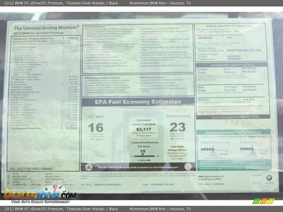 2012 BMW X5 xDrive35i Premium Titanium Silver Metallic / Black Photo #29