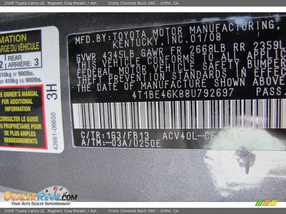 2008 Toyota Camry LE Magnetic Gray Metallic / Ash Photo #19