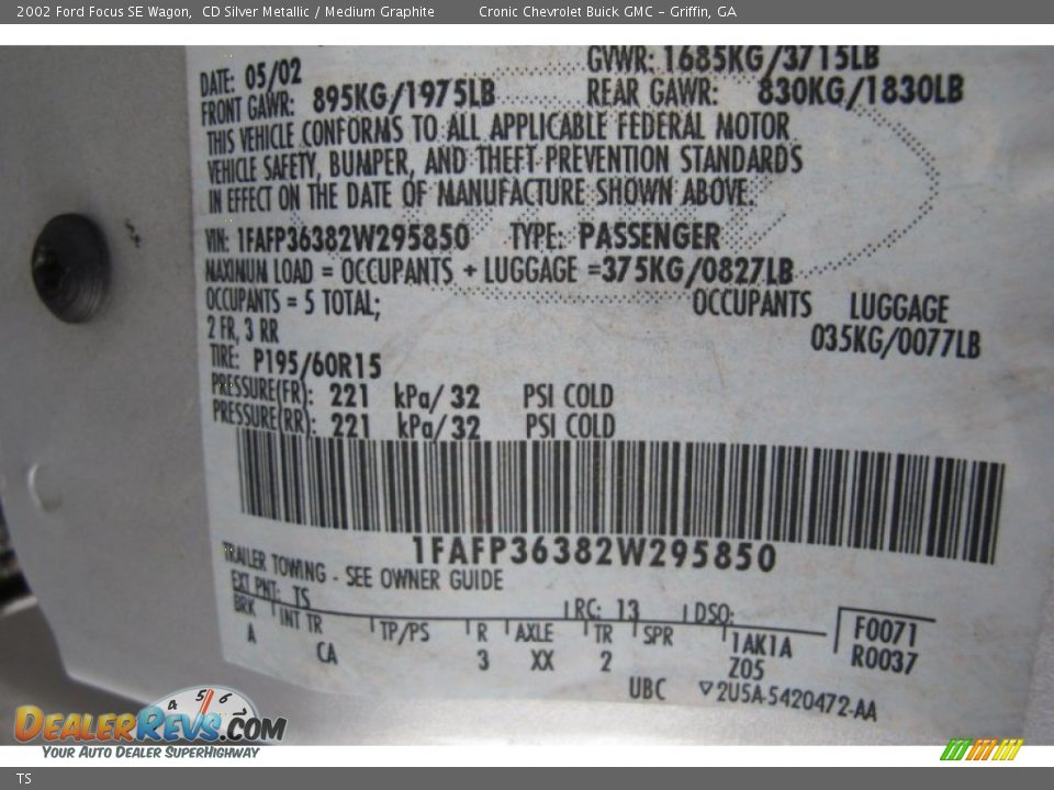 Ford Color Code TS CD Silver Metallic