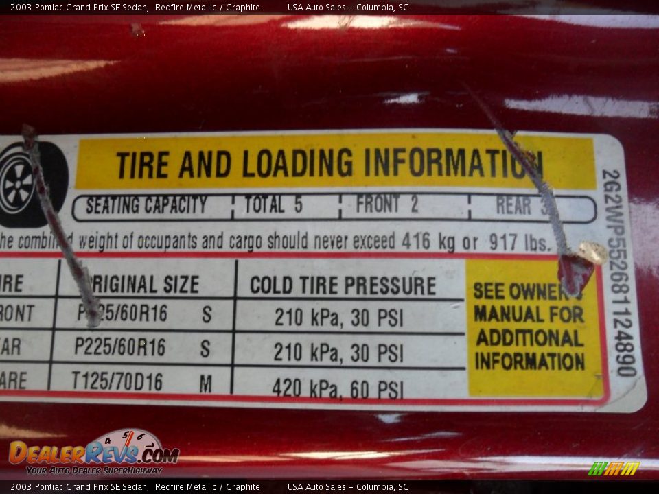 2003 Pontiac Grand Prix SE Sedan Redfire Metallic / Graphite Photo #12