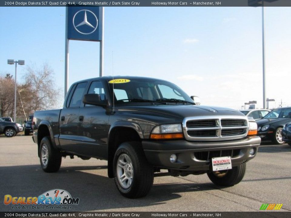 2004 Dodge Dakota SLT Quad Cab 4x4 Graphite Metallic / Dark Slate Gray Photo #3