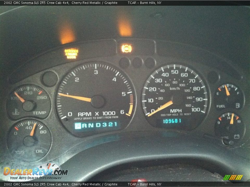 2002 GMC Sonoma SLS ZR5 Crew Cab 4x4 Gauges Photo #12