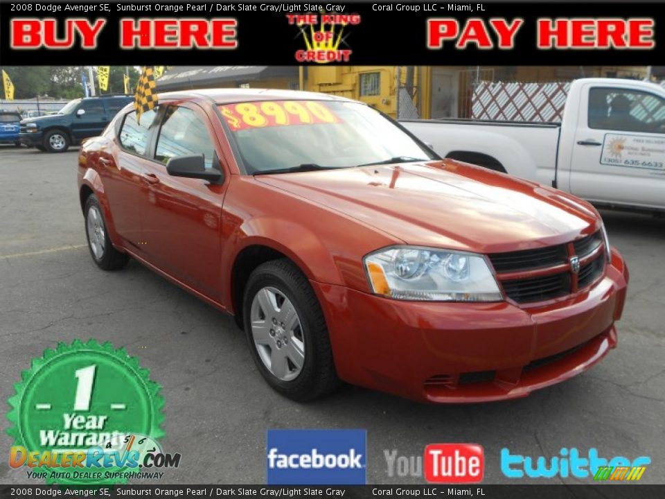 2008 Dodge Avenger SE Sunburst Orange Pearl / Dark Slate Gray/Light Slate Gray Photo #1